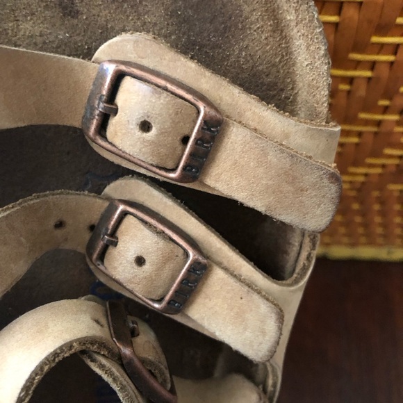 Birkenstock Florida Soft Footbed Tan Leather Sandal Slides - Picture 4 of 9